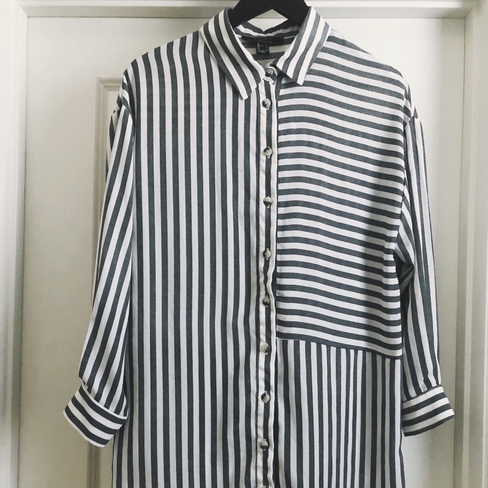 Striped Button Down, Long Sleeve Tunic